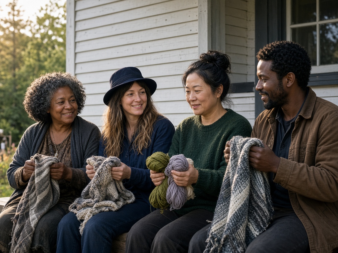 Northloom artisans gathered outside the Hardwick studio